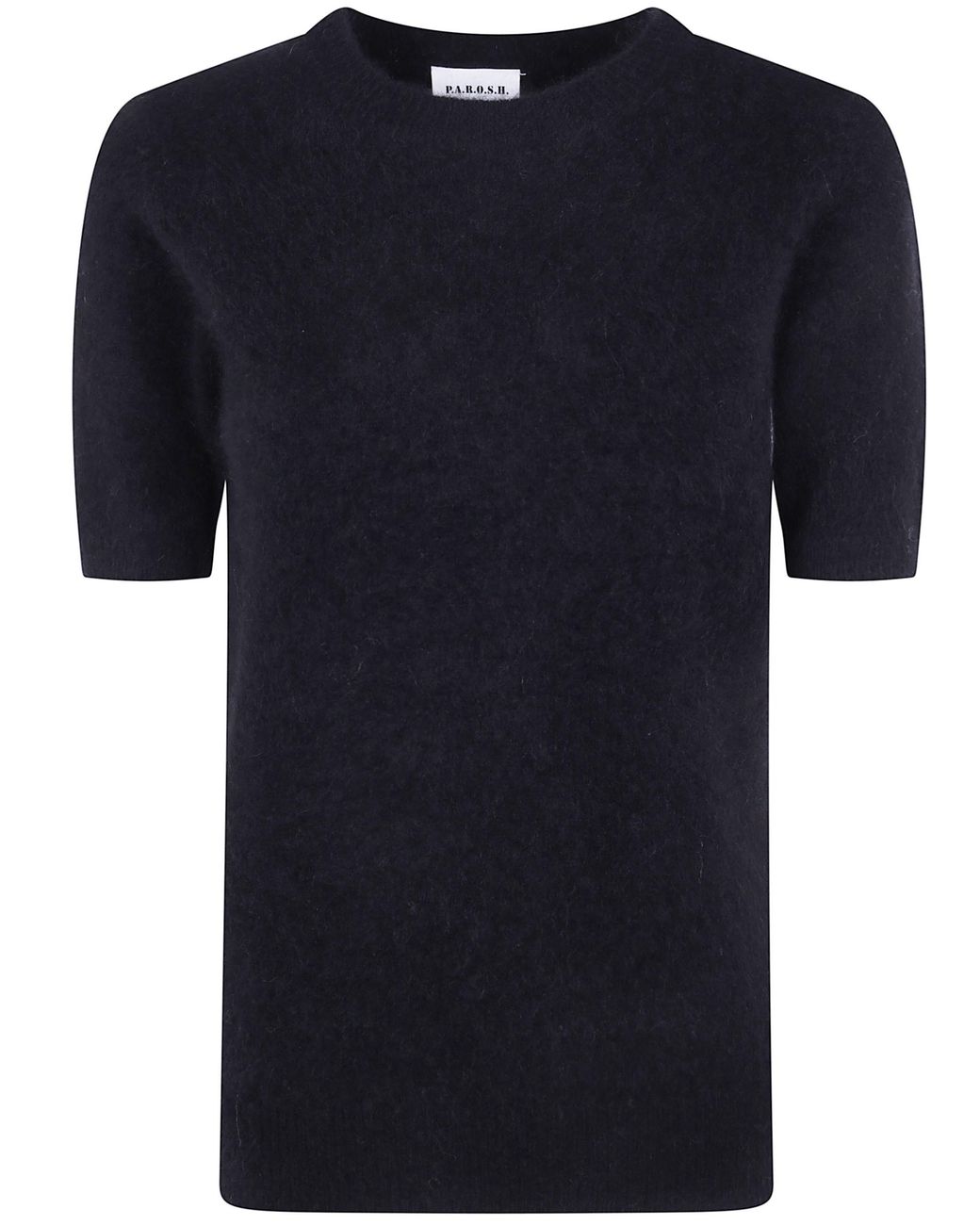 P.A.R.O.S.H. Black P. A.R. O.S. H. Sweater Short Sleeves "Yak Round Neck"