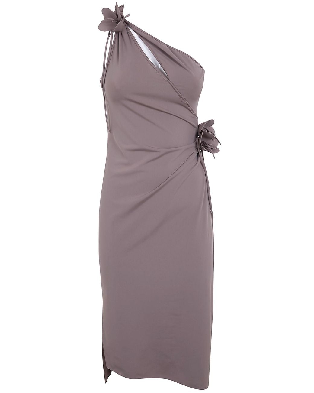 Coperni Purple Asymmetric Mini Flower Gown