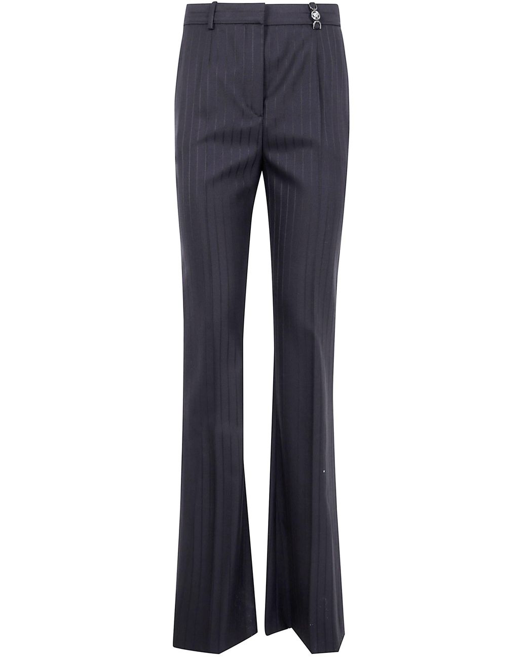 Versace Black Informal Pant Responsible Wool Tonal Pinstripes