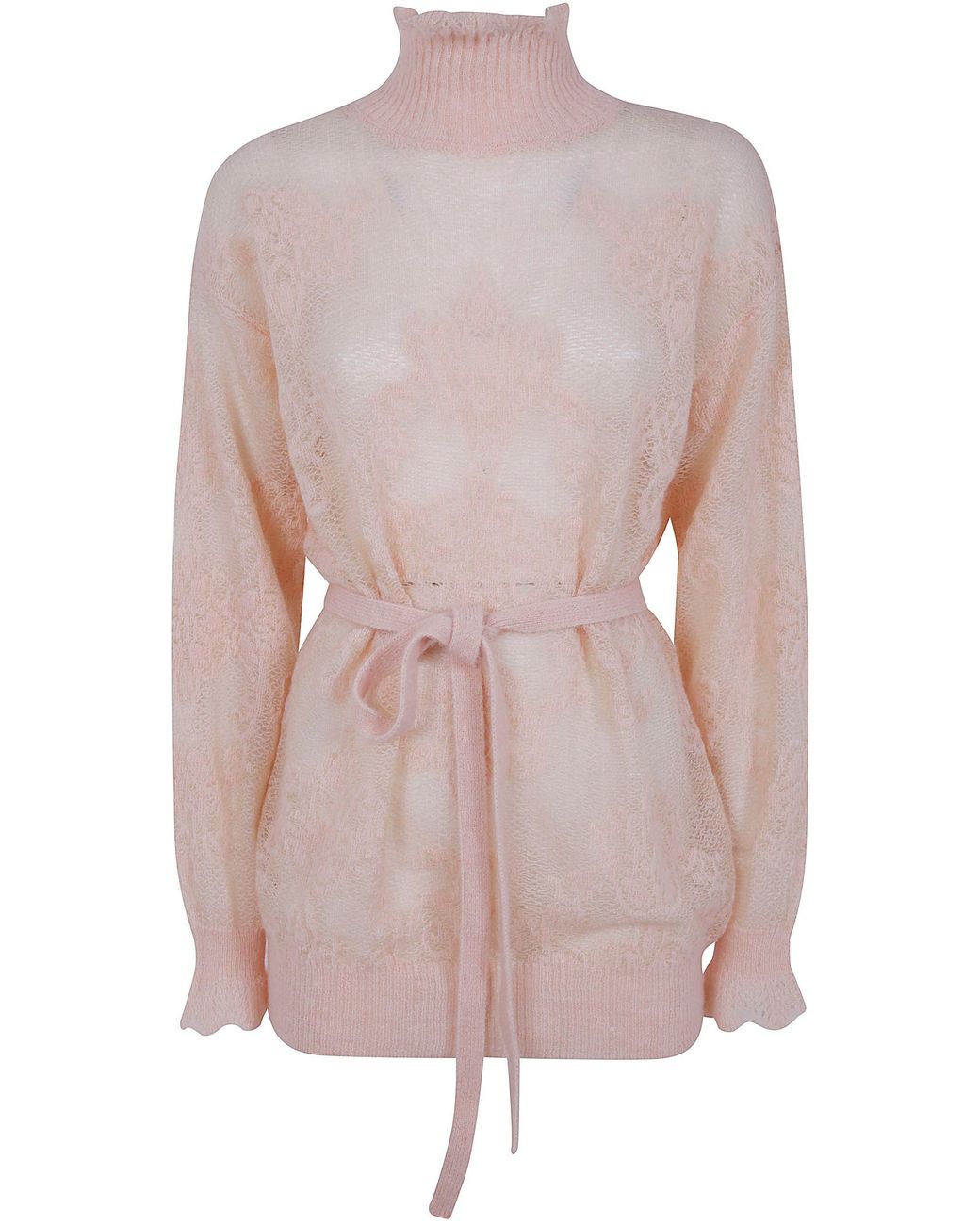 Twinset Pink Sweater Belted "Laced"