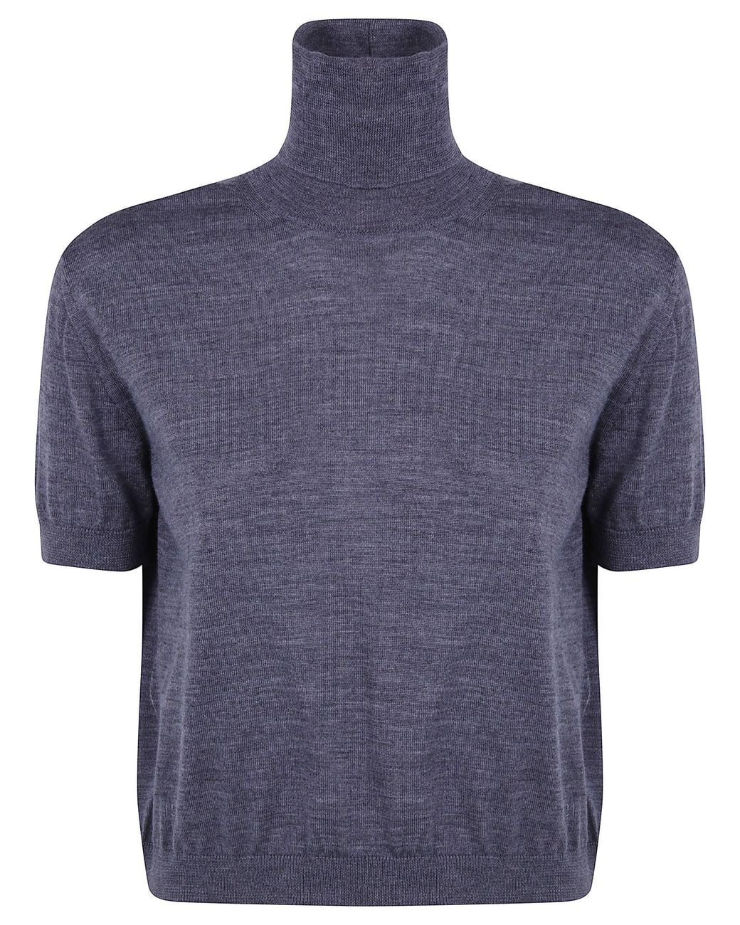 N°21 Blue Short-Sleeve Turtleneck Sweater