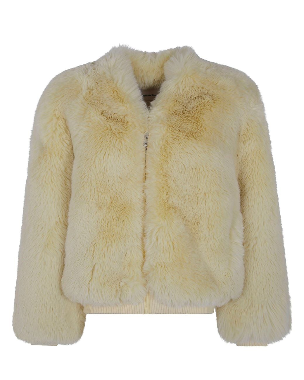 Frankie Shop Green "Senna" Faux Fur Collarless Jacket