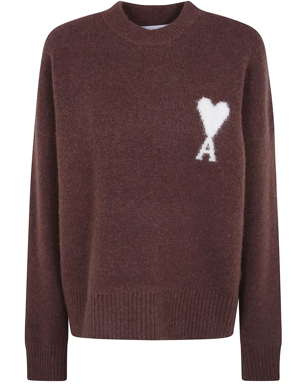 AMI Brown Crewneck Sweater "Quota Ami De Coeur"