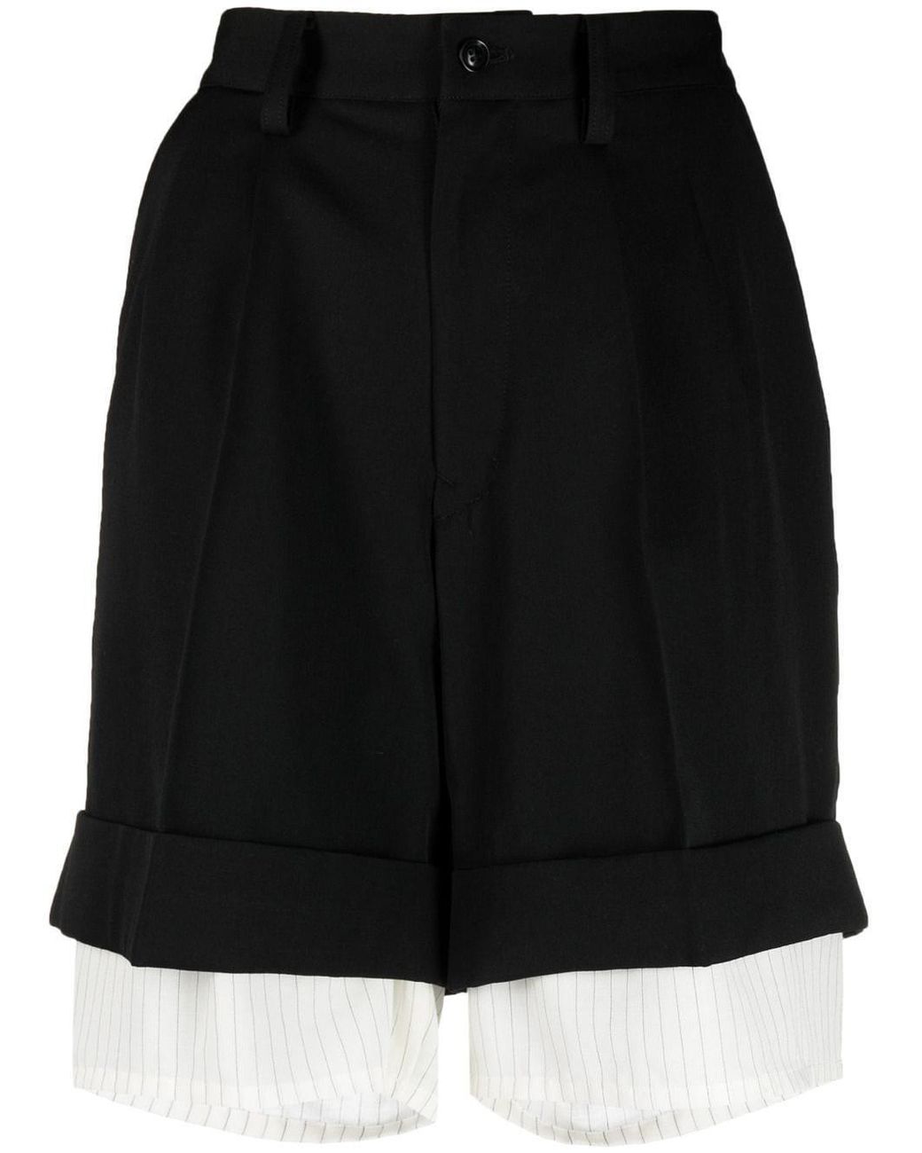 Y's Yohji Yamamoto Black Gabardine Double Shorts