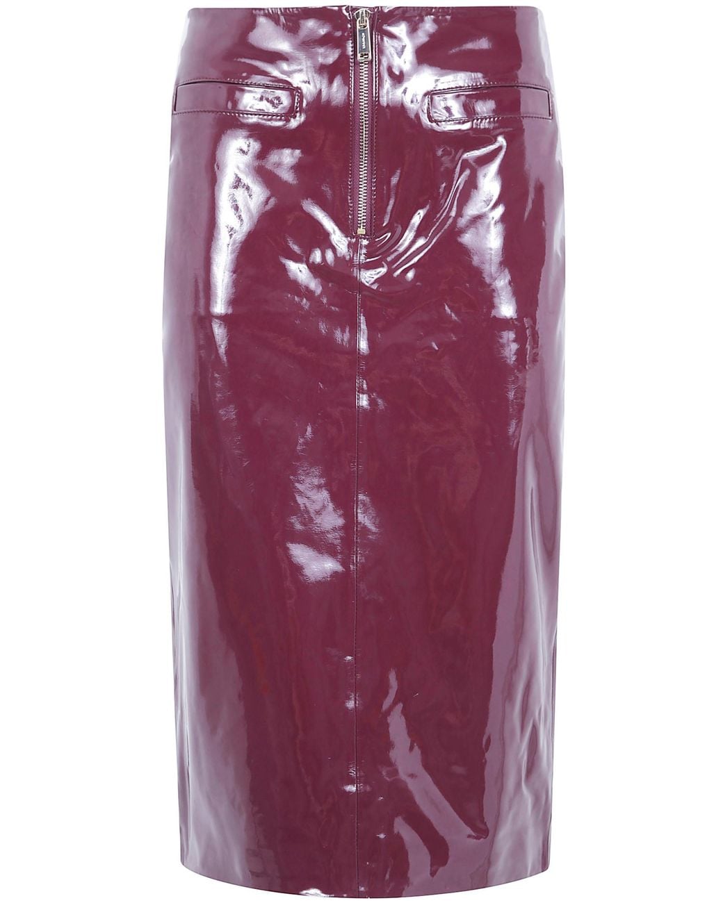 Self-Portrait Purple Faux Leather Skirt