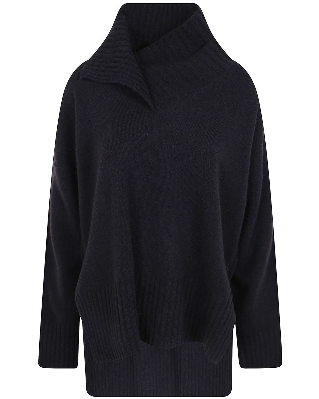 Pierantoniogaspari Blue Sweater High Neck "High Neck Sweater With Patches"