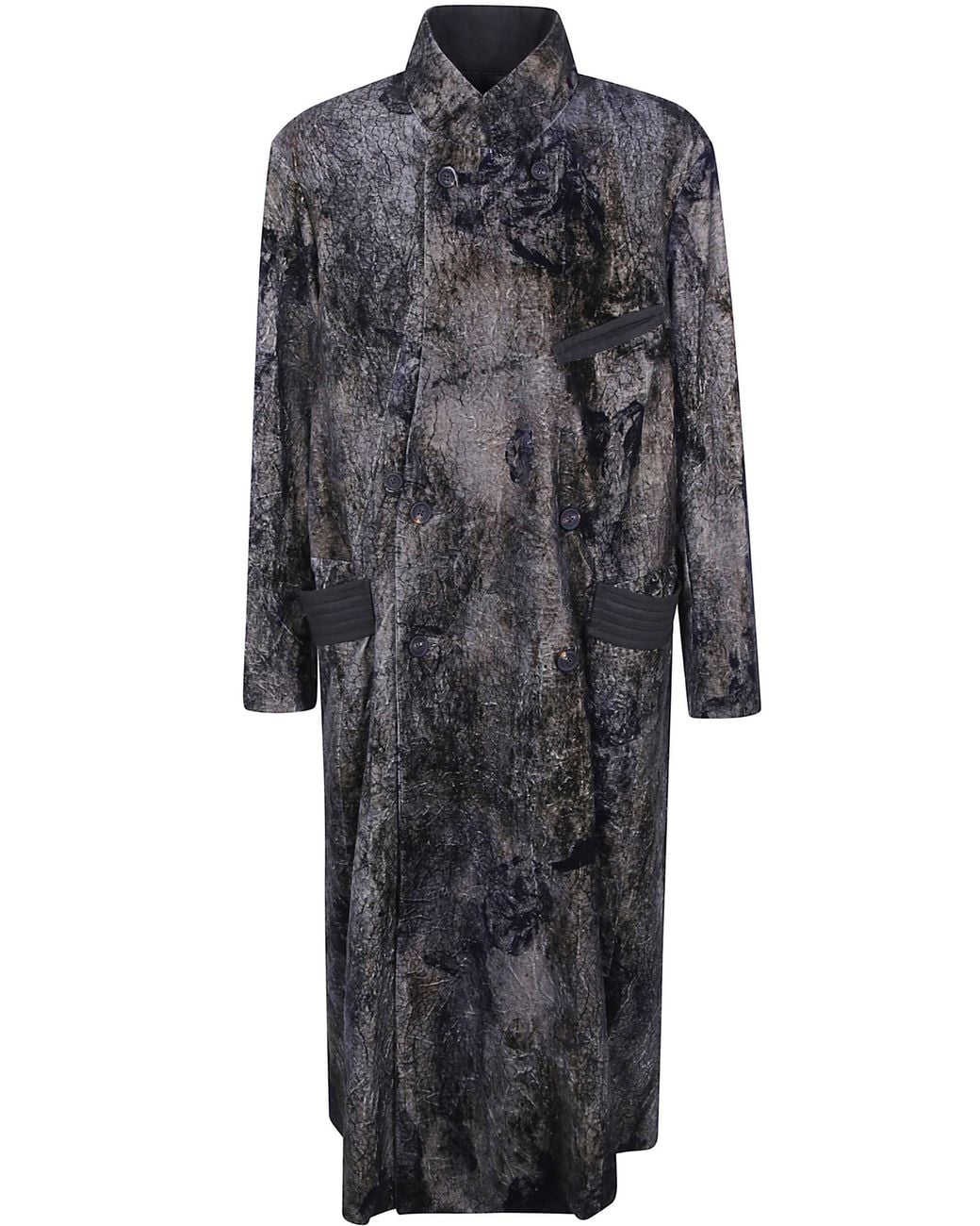 Ziggy Chen Gray Coat Velvet Stand Collar "Velvet Stand Collar Coat" for men