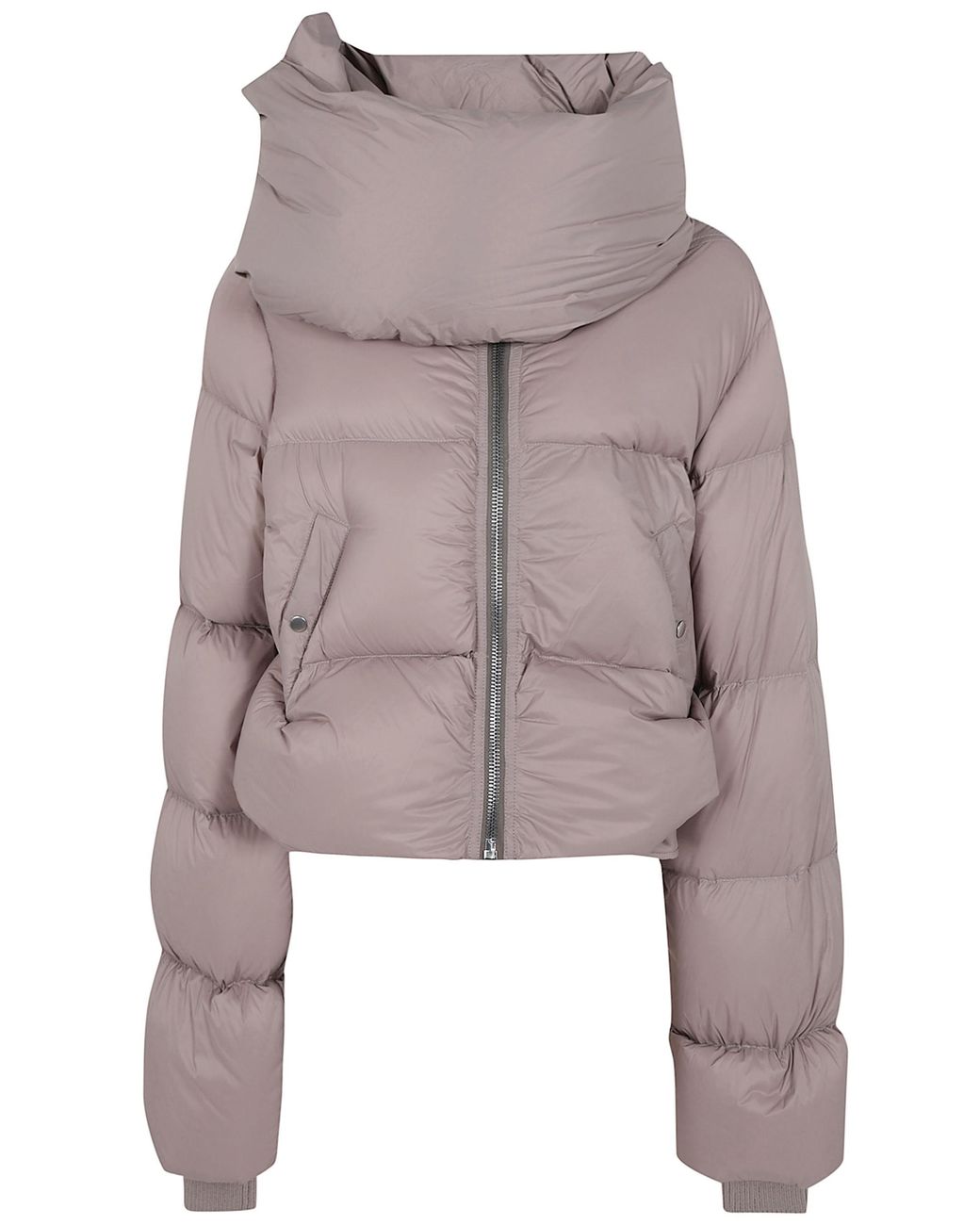 Rick Owens Gray High Collar Puffer Down Jacket