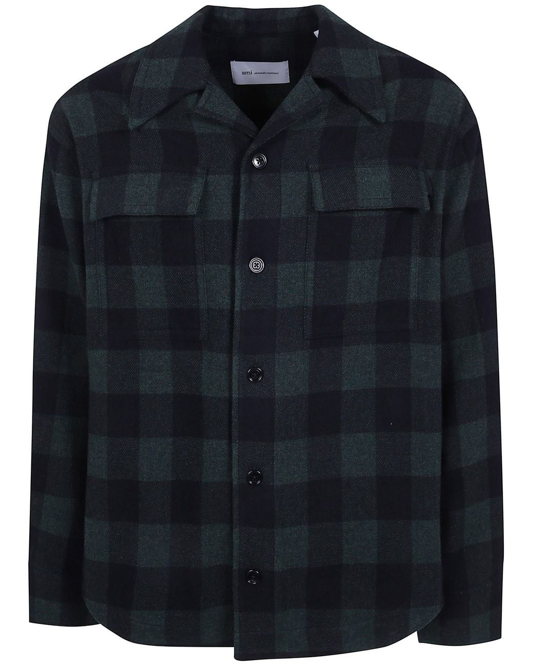 AMI Blue Overshirt Wide Camp "Wide Camp" Collar for men