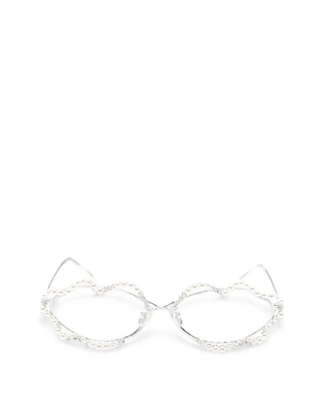 YVMIN White Sunglasses Pearl Detail "Waving Pearl"