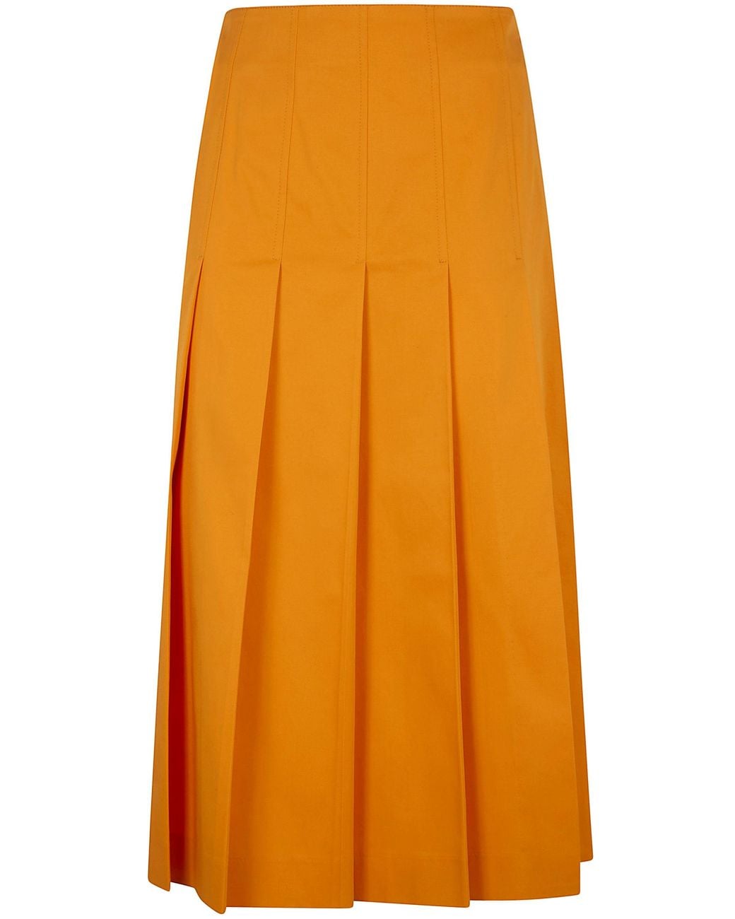 DR. HOPE Orange Pleated Cotton Twill Skirt