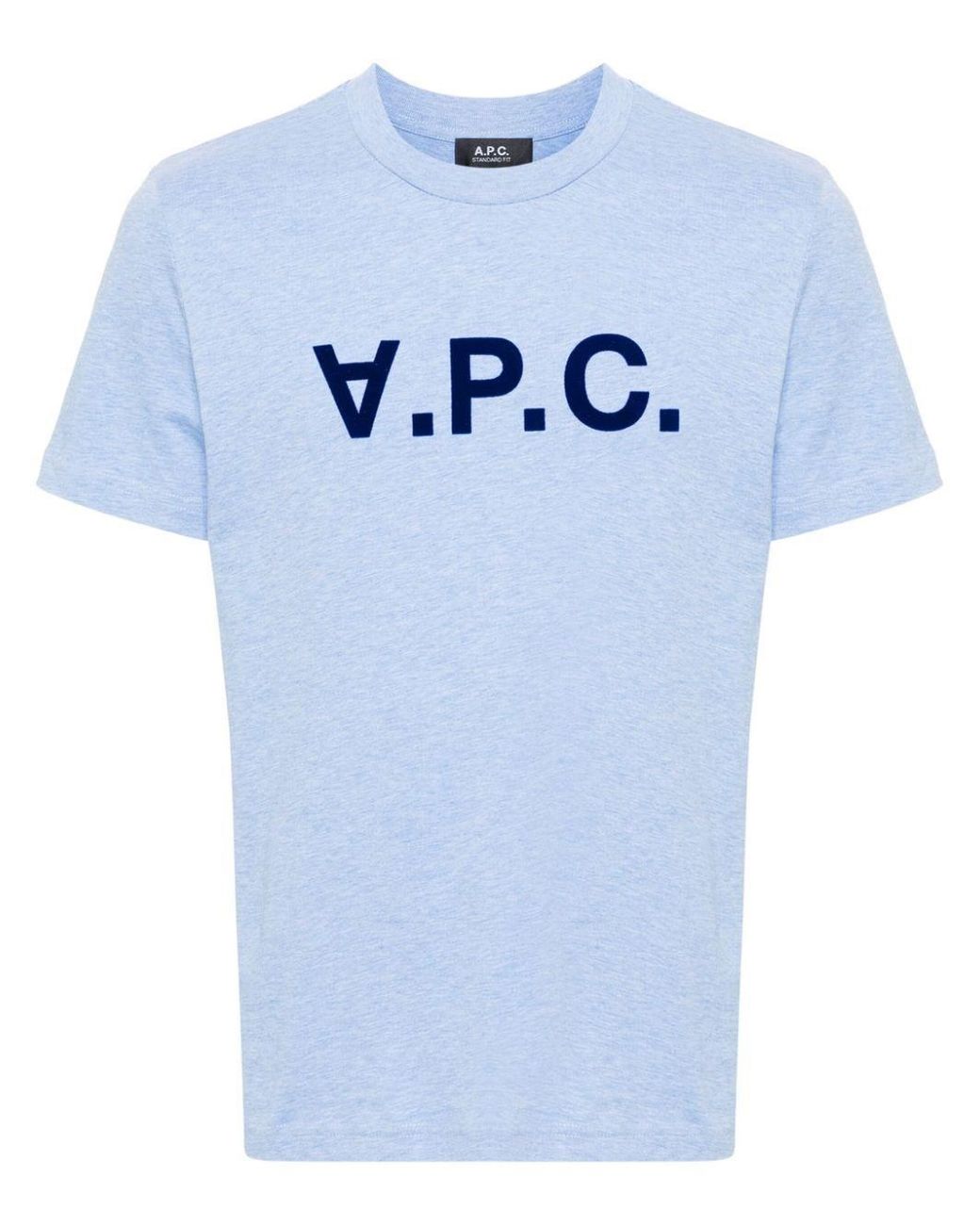 A.P.C. Blue Flocked-Logo Cotton T-Shirt