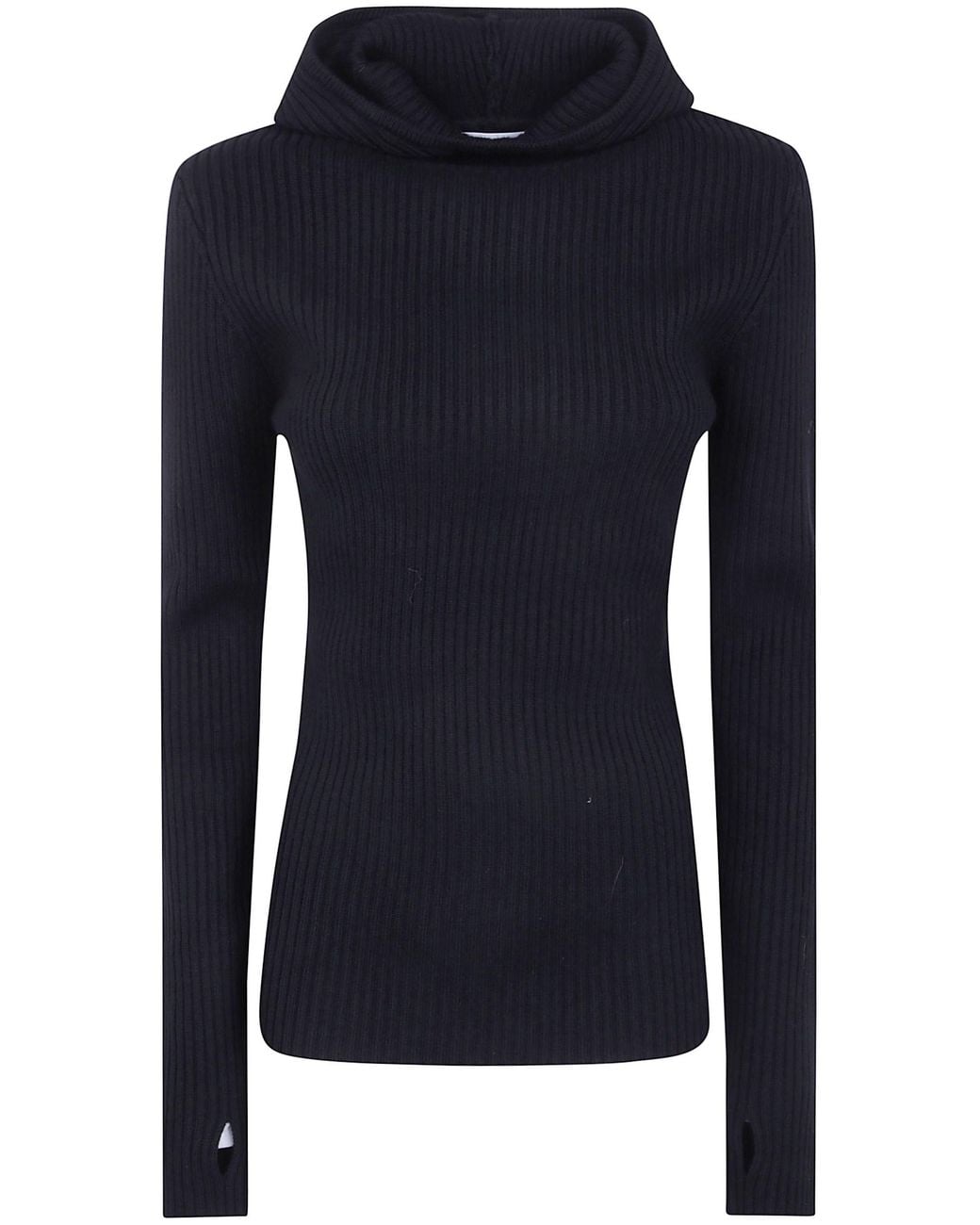 Frankie Shop Blue Hooded Knit Top "Larice"