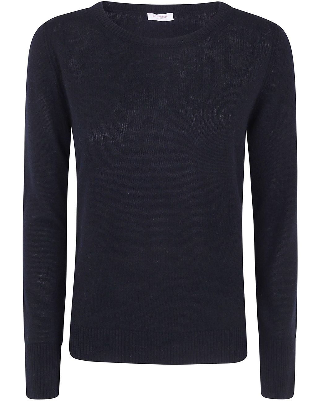 Rossopuro Blue Sweater Boat Neckline Long Sleeved Sweater
