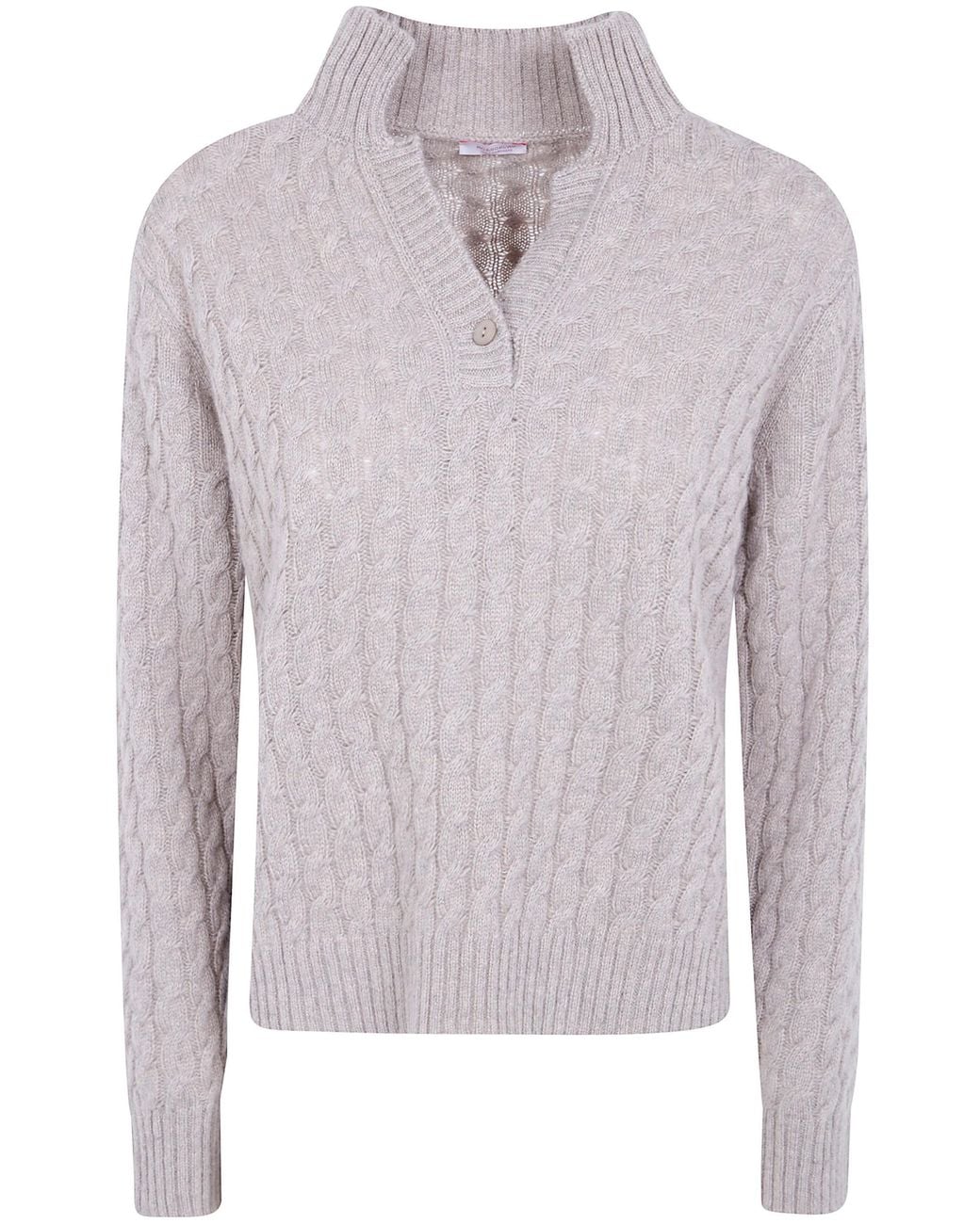 Rossopuro Gray Long-Sleeved Polo Neck Sweater