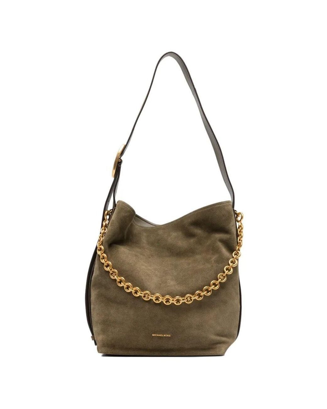 Michael Kors Metallic Lg Bucket Shoulder Bag With Chain