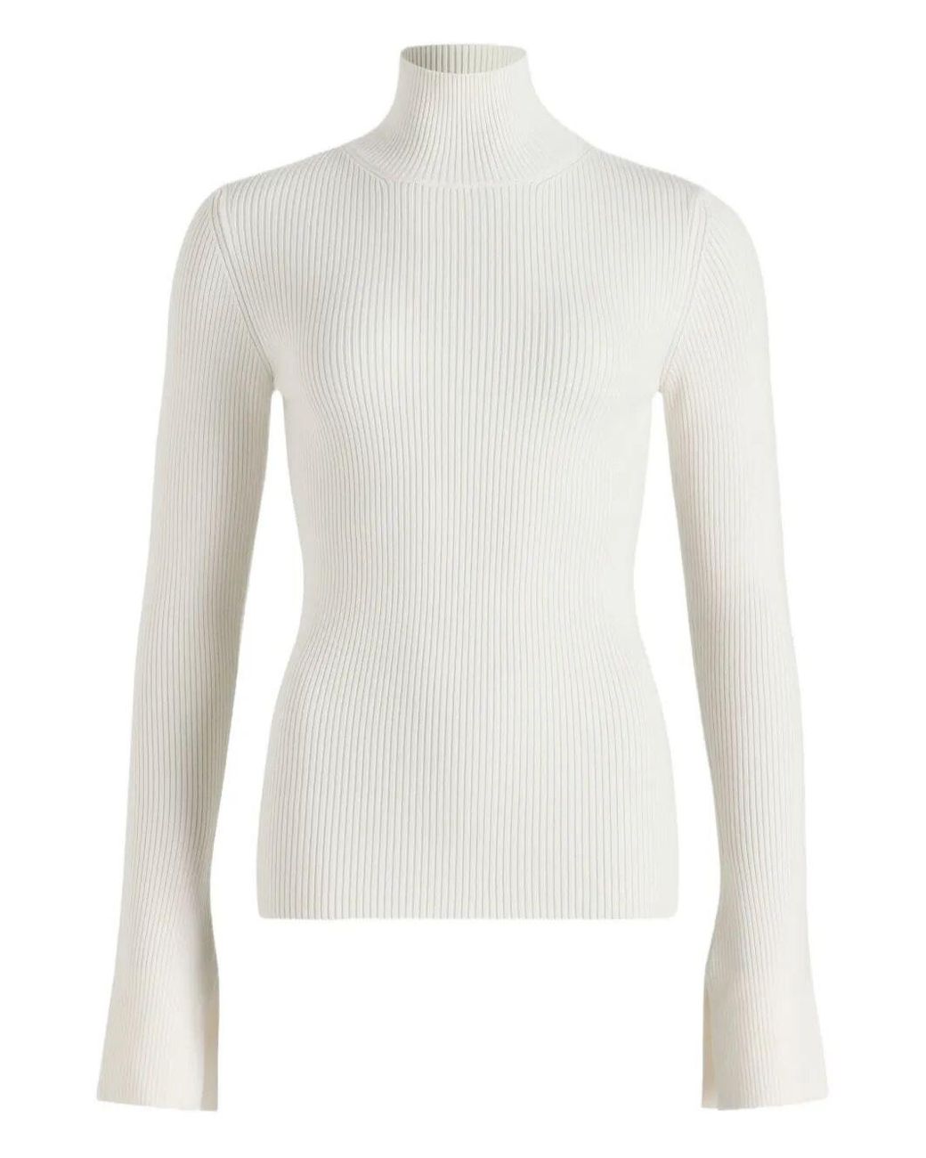Patou White Rib Turtle Neck Jumper