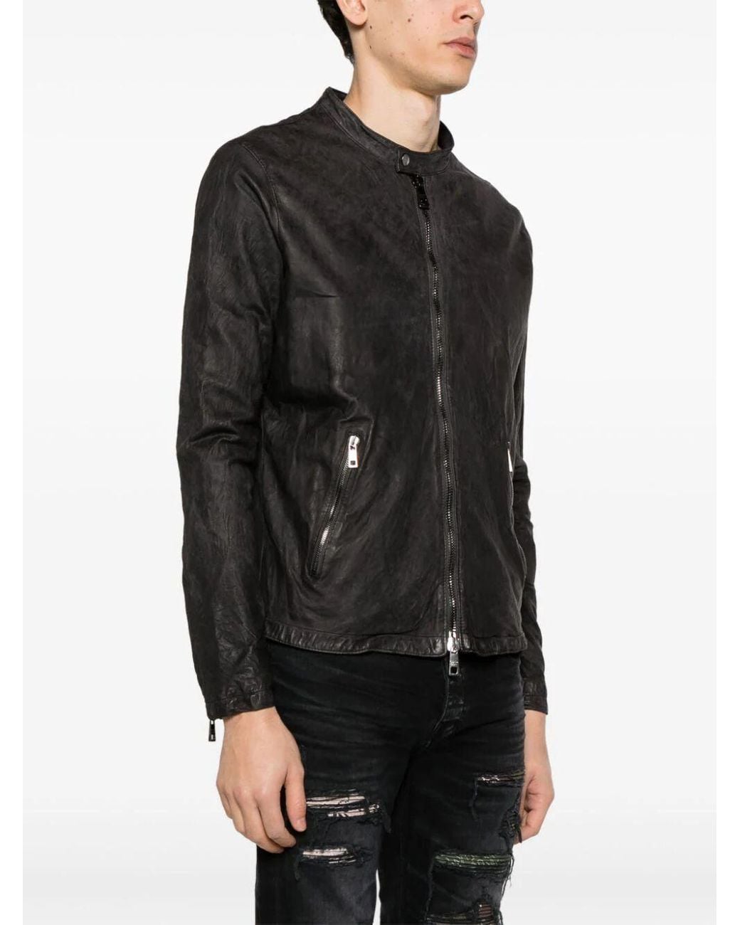 Herno Black Biker Jacket for men