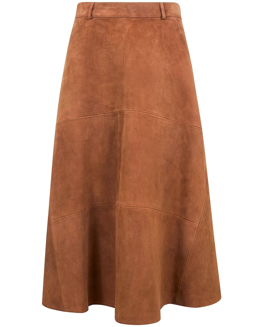 Semicouture Brown Suede Pockets Skirt