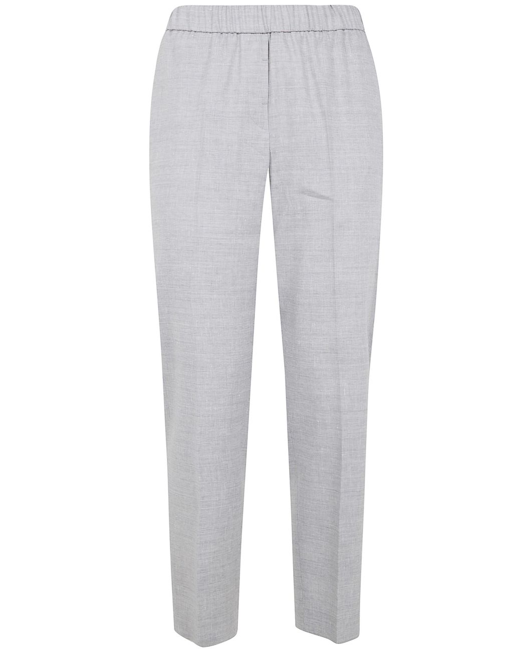 Peserico Gray Linen Wool Blend Natural Stretch 'Estrato' Trousers