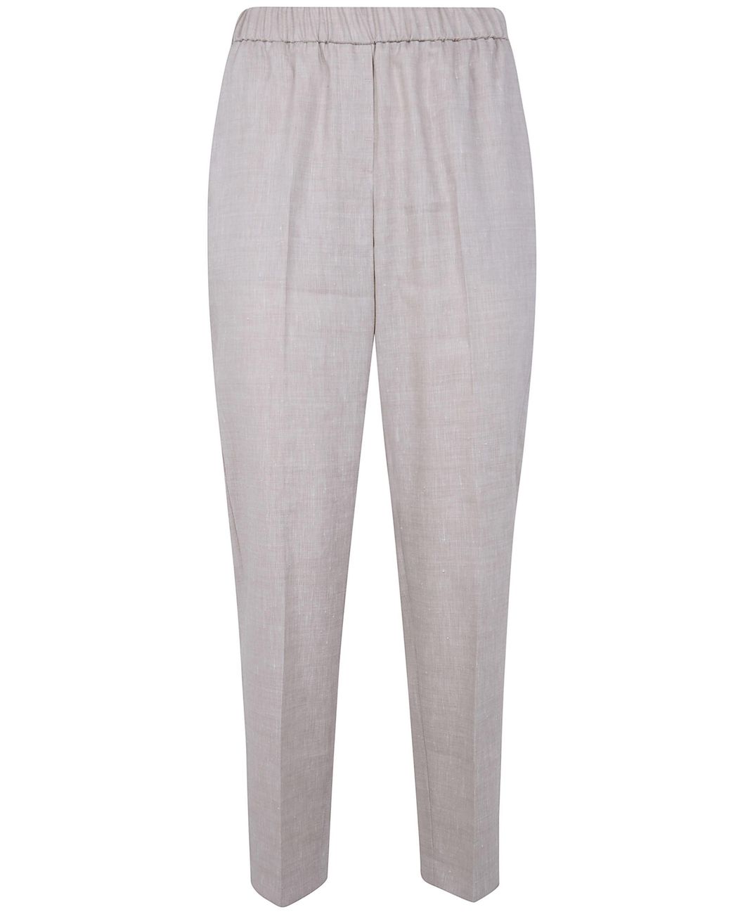 Peserico Gray Linen Wool Blend Natural Stretch "Estrato" Trousers