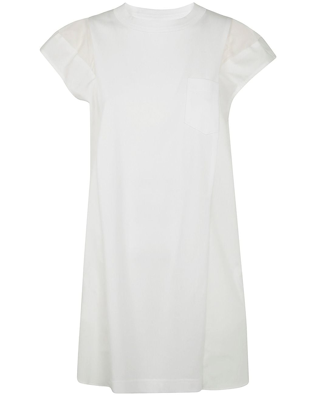 Sacai White Popeline X Cotton Jersey Dress