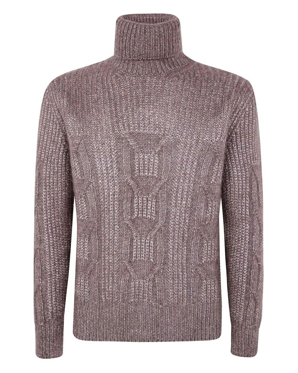 Zegna Brown Cashmere And Silk Ribbed Turtleneck for men