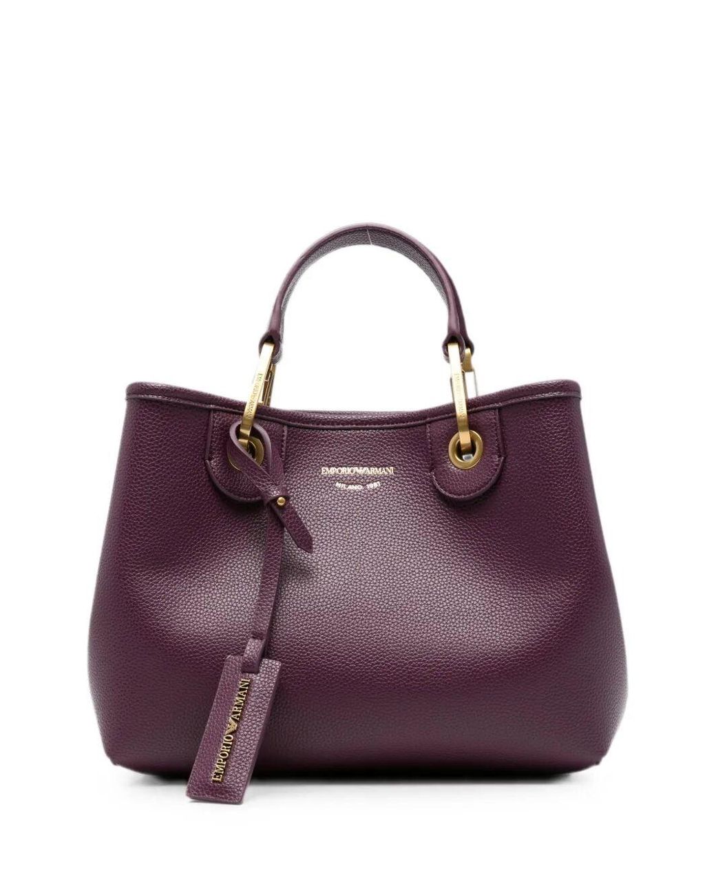 Emporio Armani Purple Shopping Bag With Pebbled Finish And Detachable Strap