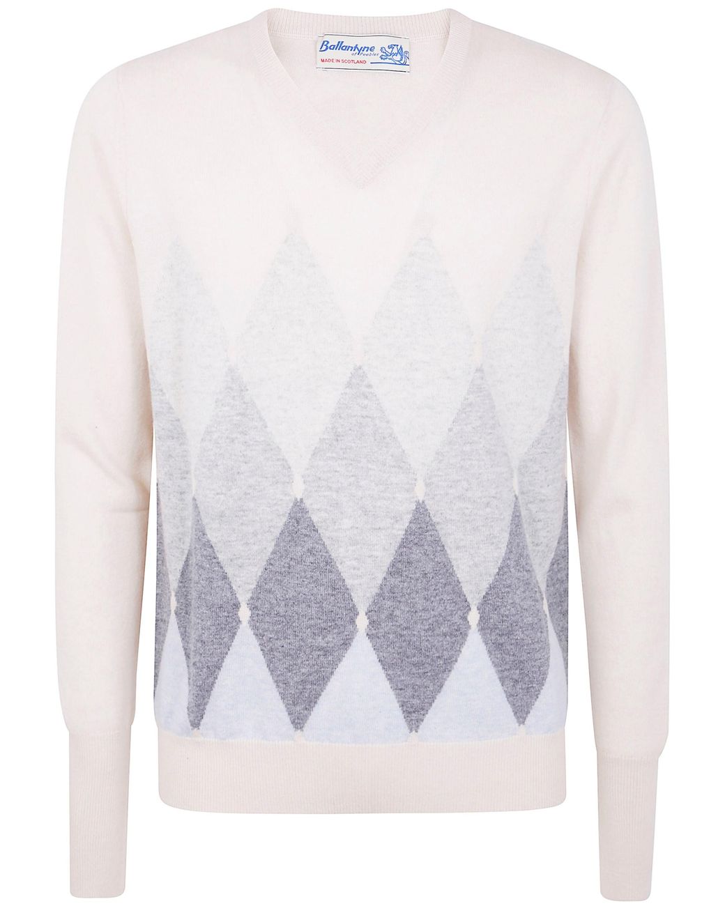Ballantyne White V Neck Pullover for men