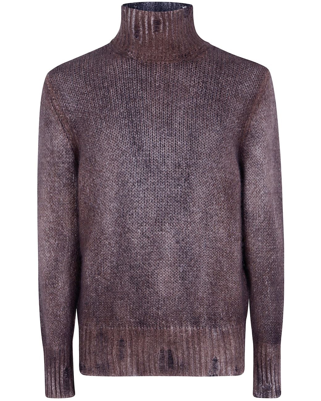 Avant Toi Purple Sweater High Neck "Hand Painted Cashmere And Silk" for men