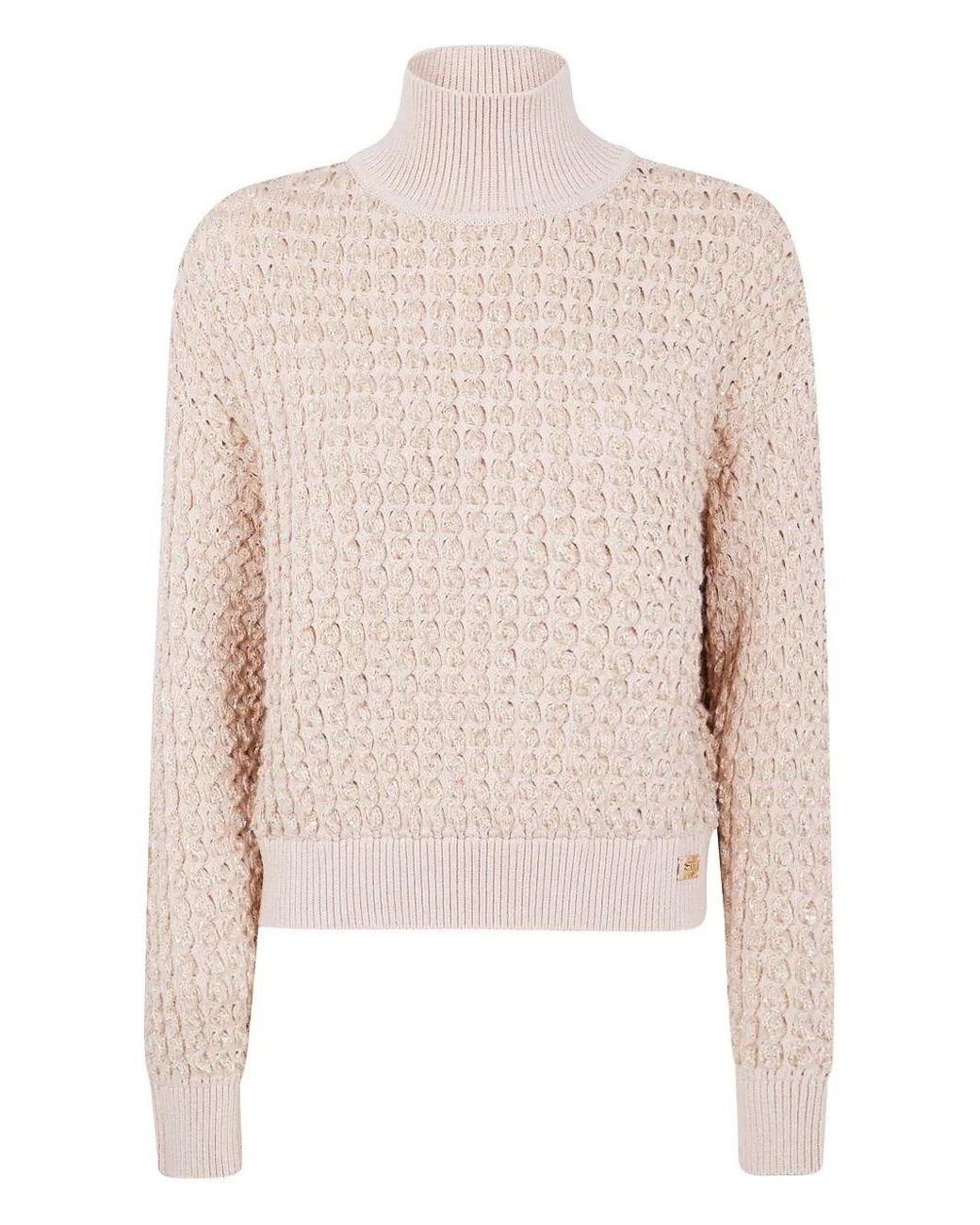 Elisabetta Franchi White Oversize Turtleneck Sweater