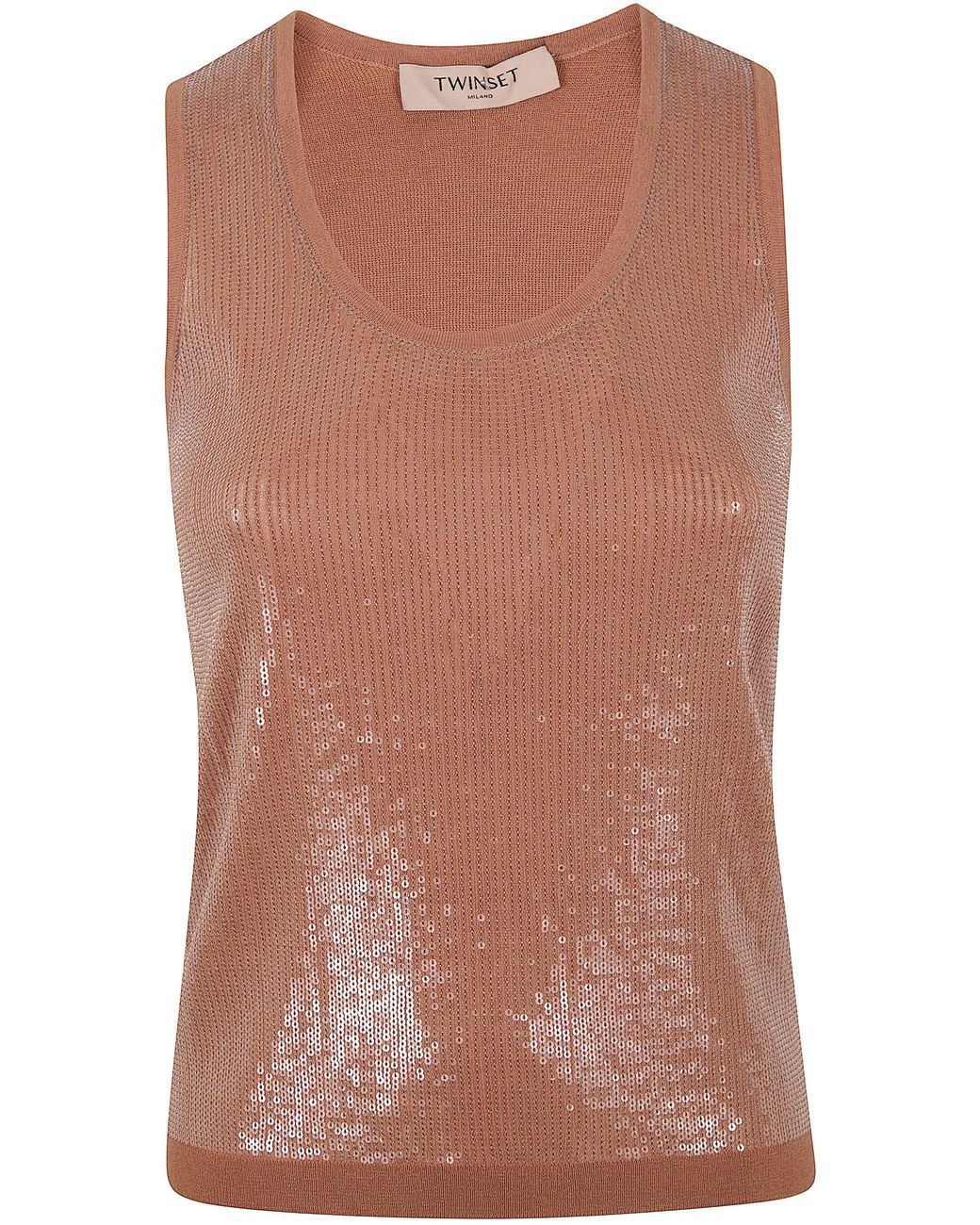 Twinset Brown Round Neck Tank Top