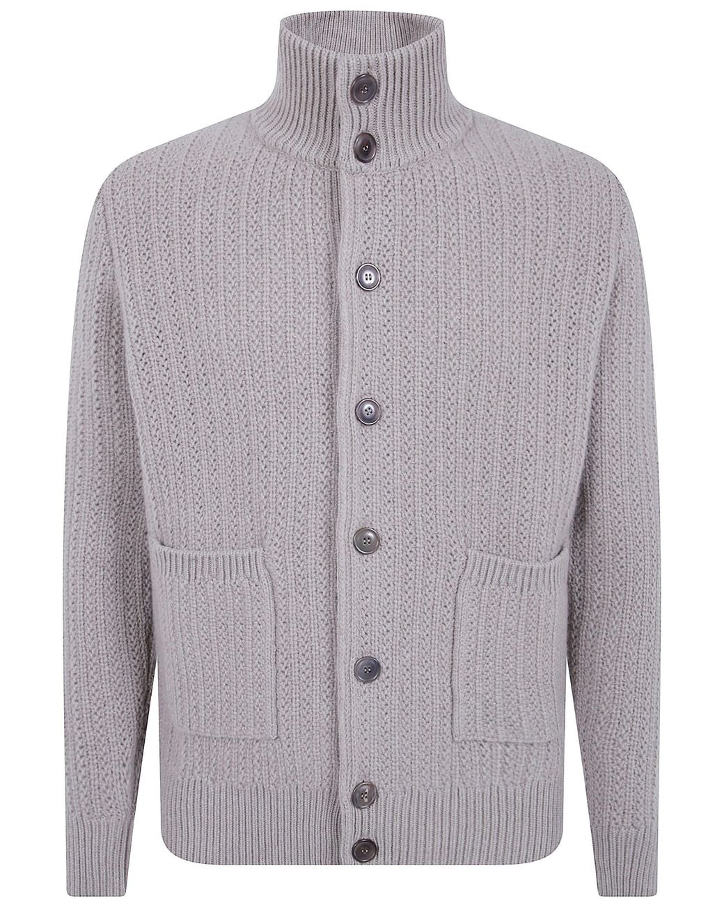 FILIPPO DE LAURENTIIS Blue Sweater Turtle Neck Cardigan Sweater for men