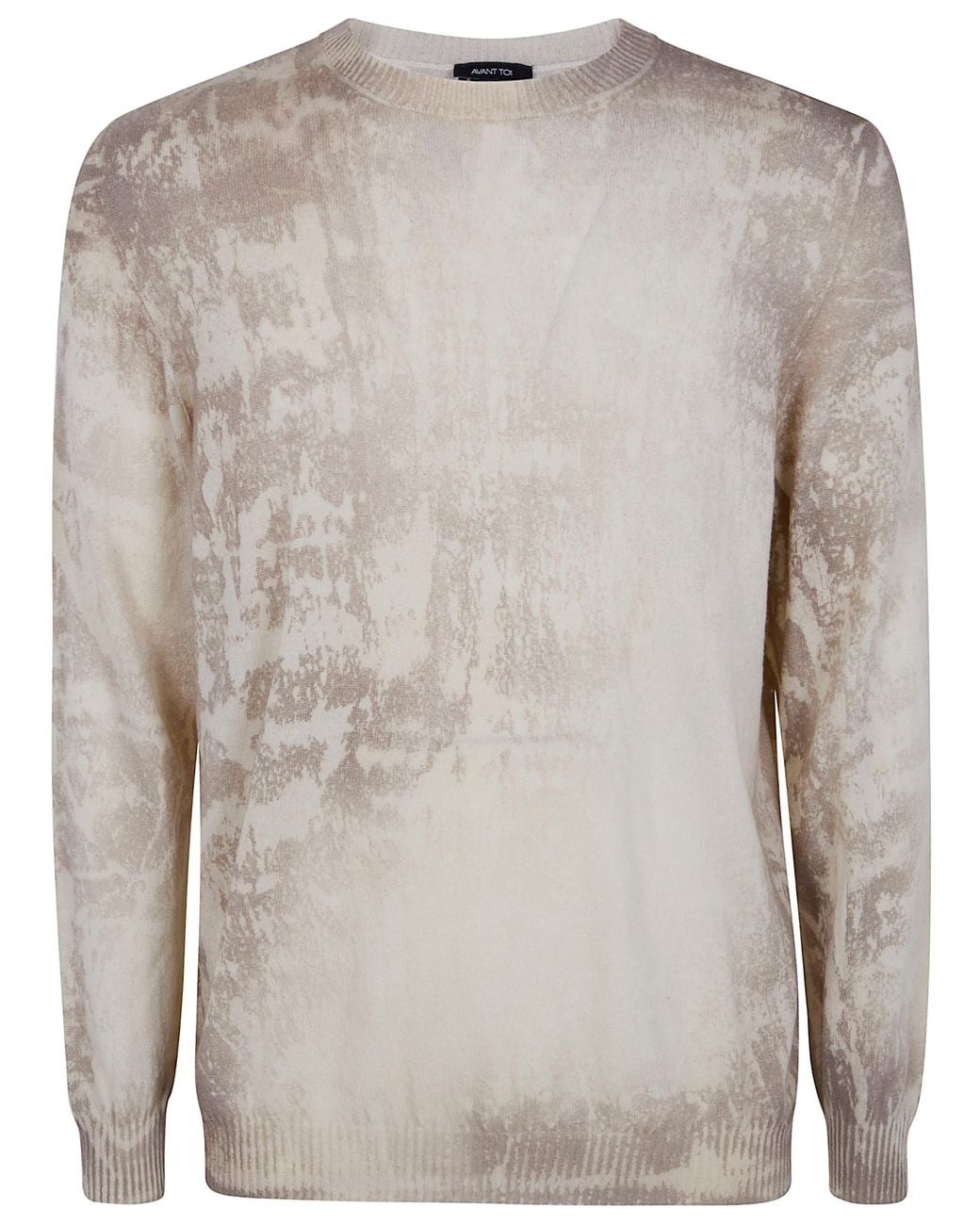 Avant Toi Gray "Shelley" Marble Effect Light Cashmere Reversible Roundneck for men