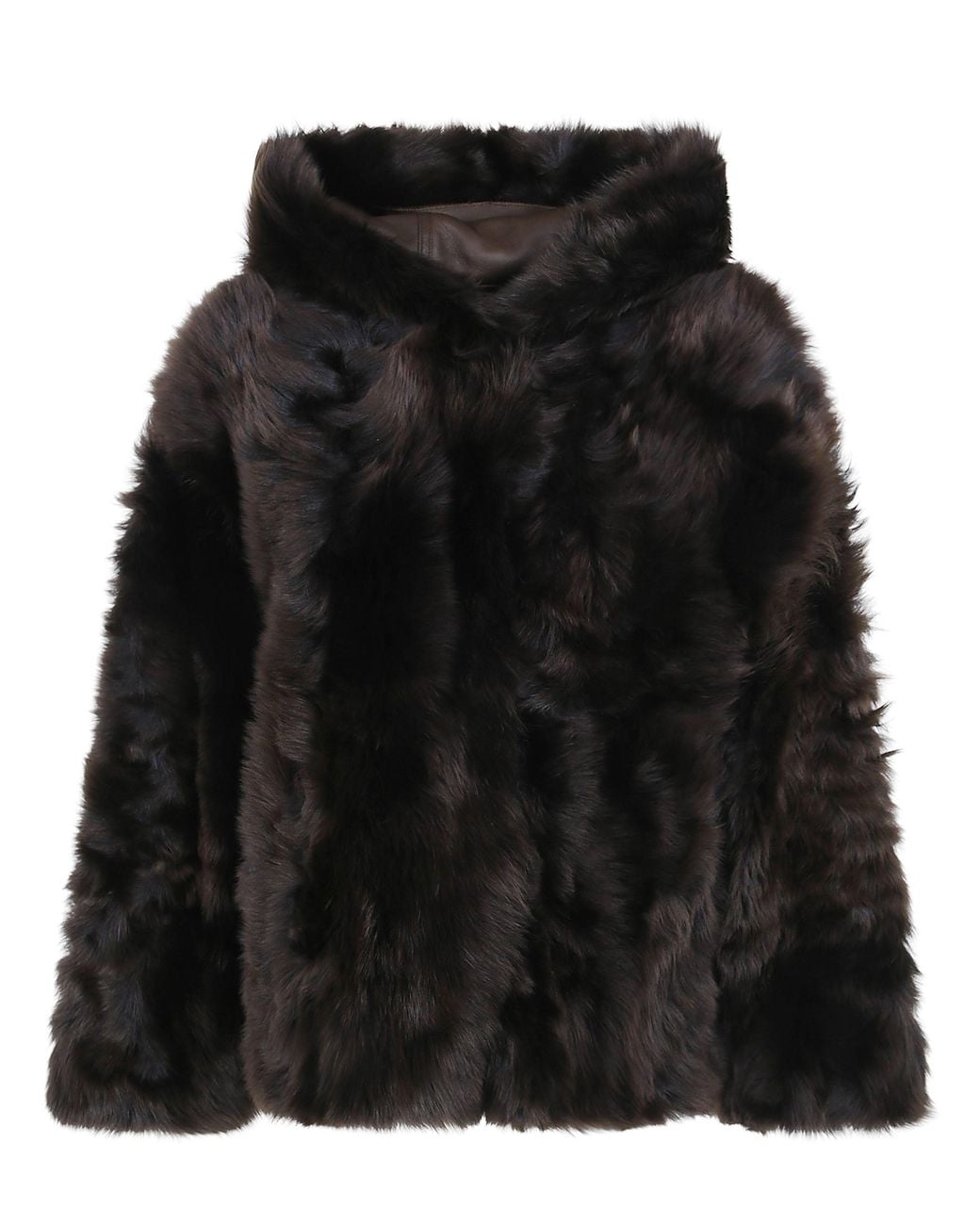Yves Salomon Black Leather Jacket "62 Cm Jacket"