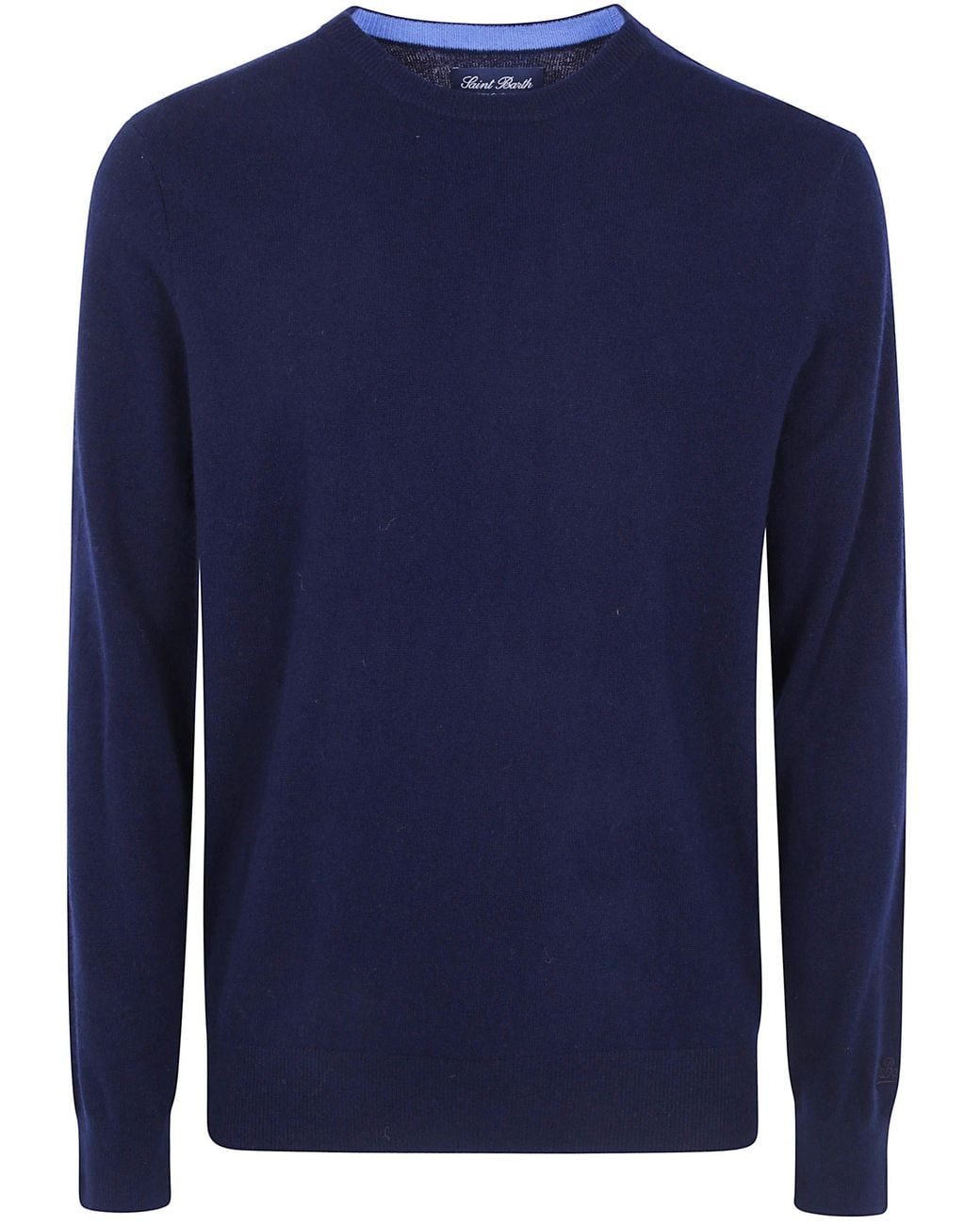 Mc2 Saint Barth Blue Cashmere Round Neck Sweater "Regent" for men