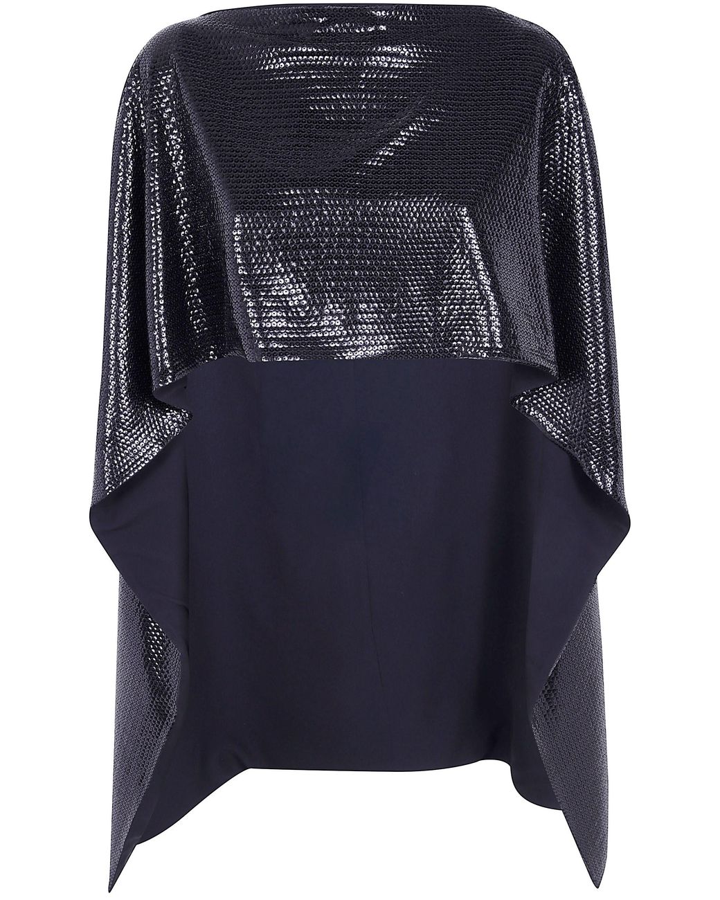 Alberta Ferretti Blue Coat Paillettes On Jersey Cape