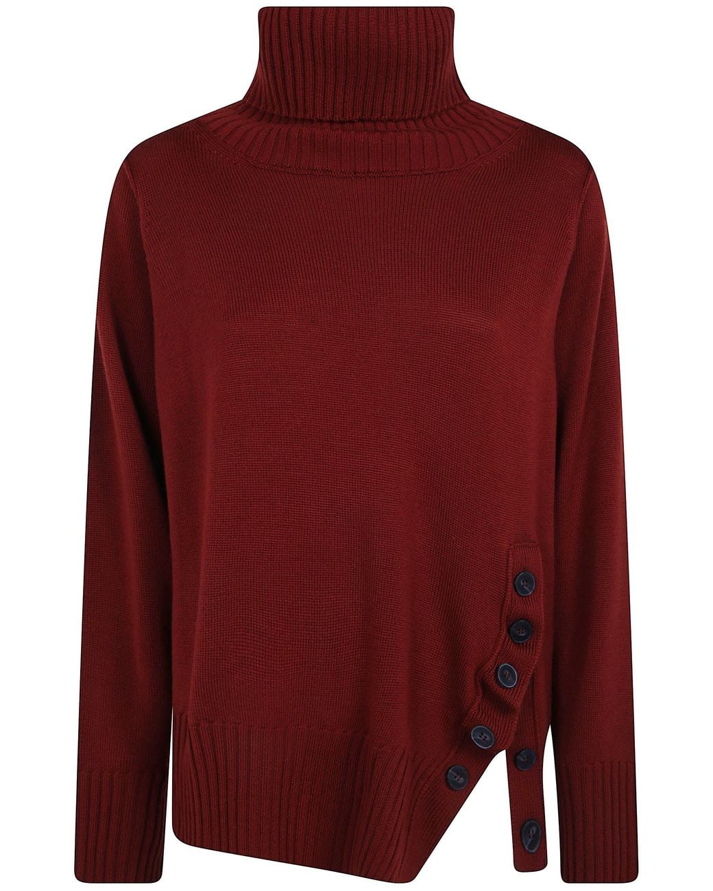 Pierantoniogaspari Red Sweater High Neck Buttons "1V6808M. Qb3 V28 Sienna"