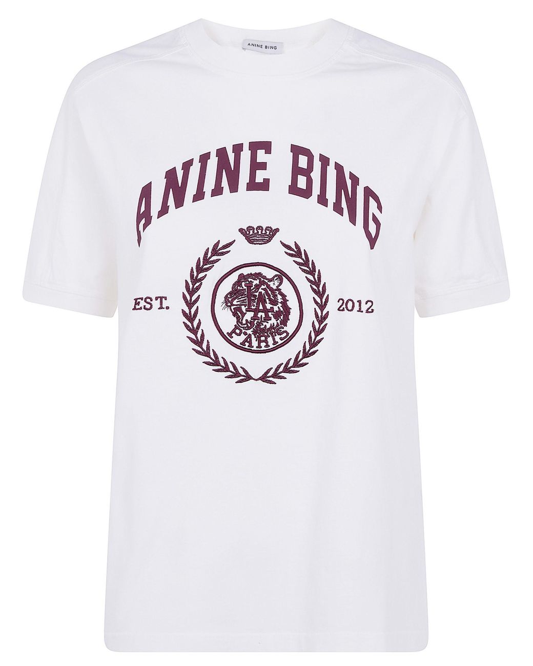 Anine Bing Natural "Jaylin" Tee Collegiate