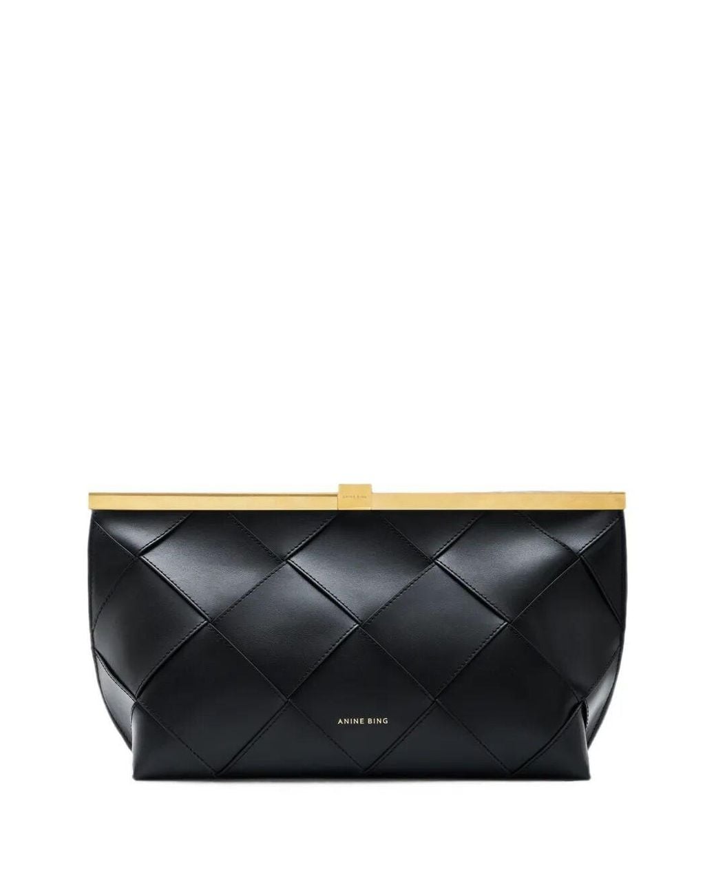 Anine Bing Black Clutch Braided Leather "Anine"