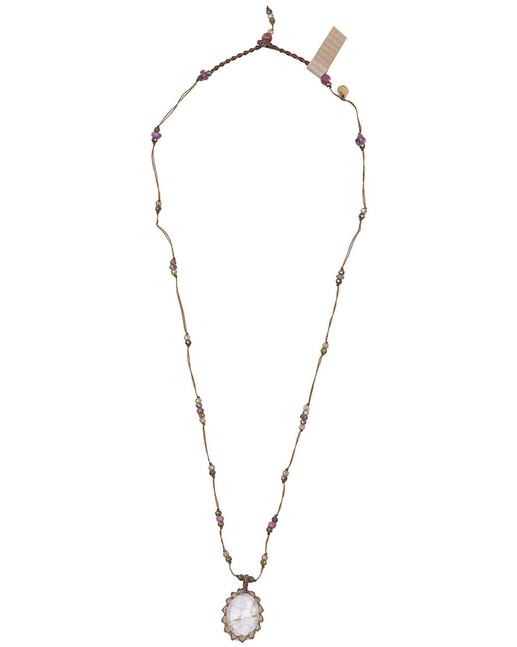 Sharing White Short "Tibetan Vvv Rutile" Pendant Necklace
