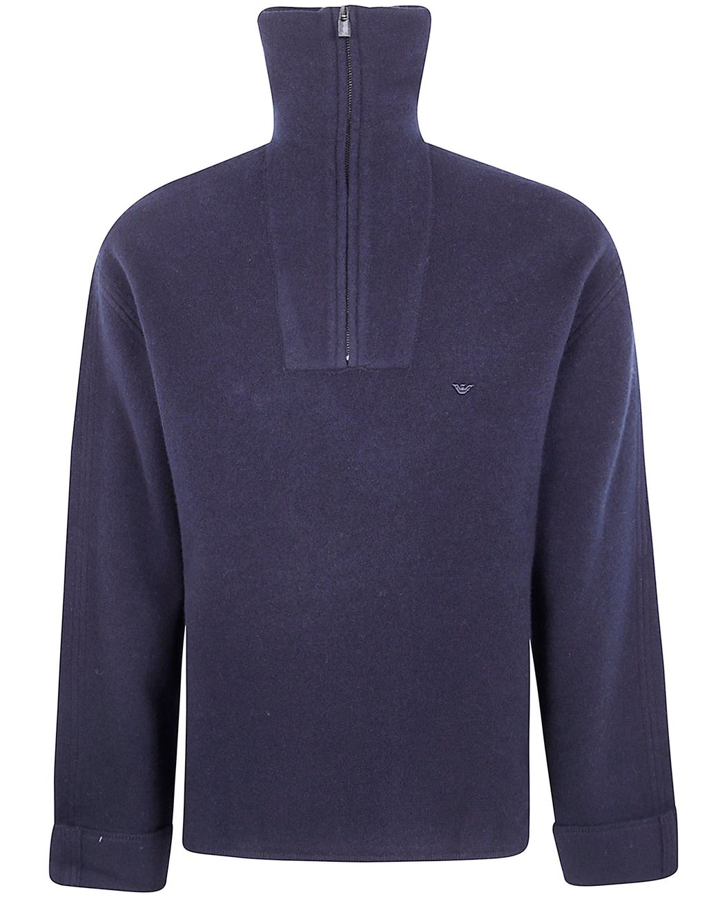 Emporio Armani Black Half Zip Turtle Neck Sweater for men