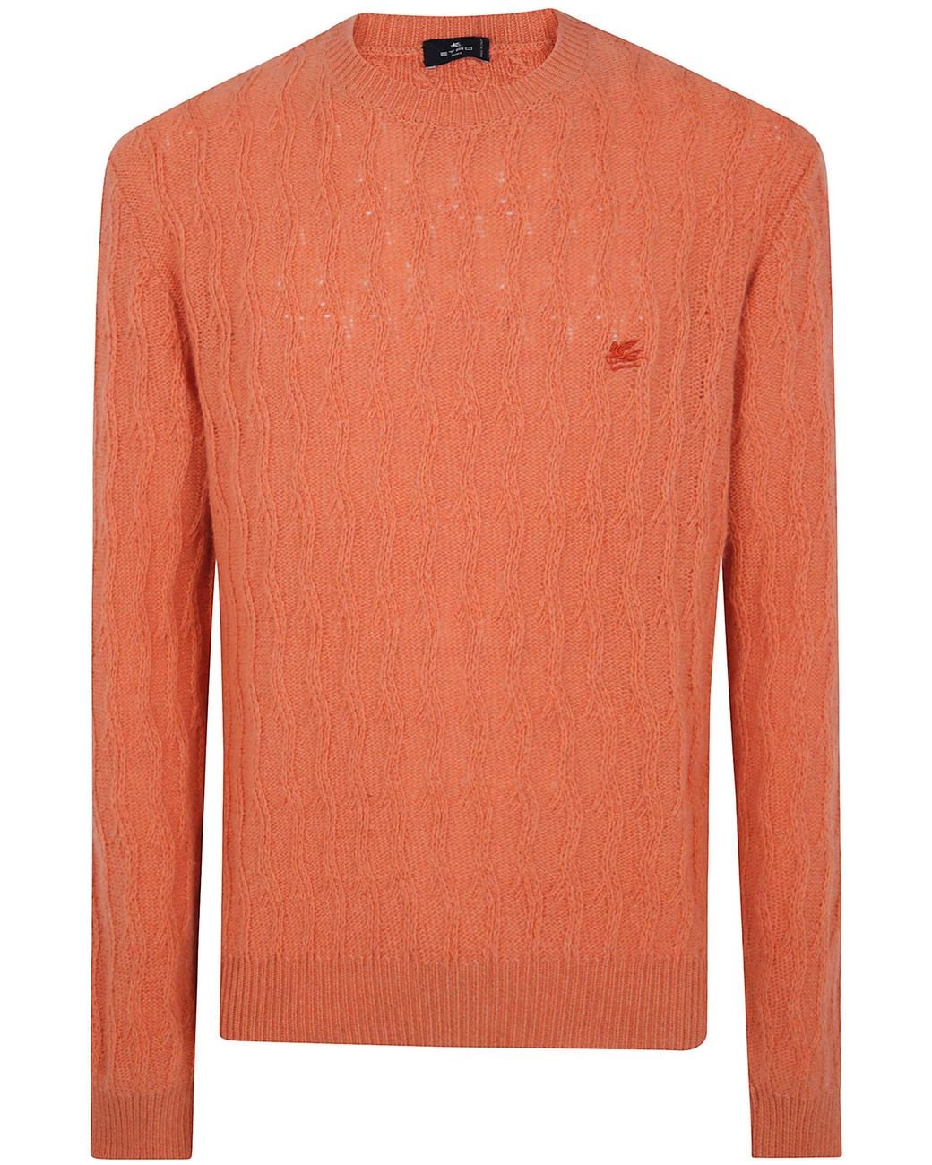 Etro Orange Sweater Cashmere "Round Neck" for men