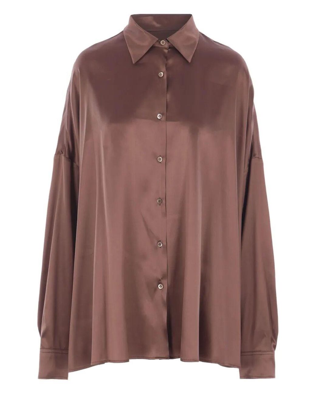 Dries Van Noten Brown Silk Shirt