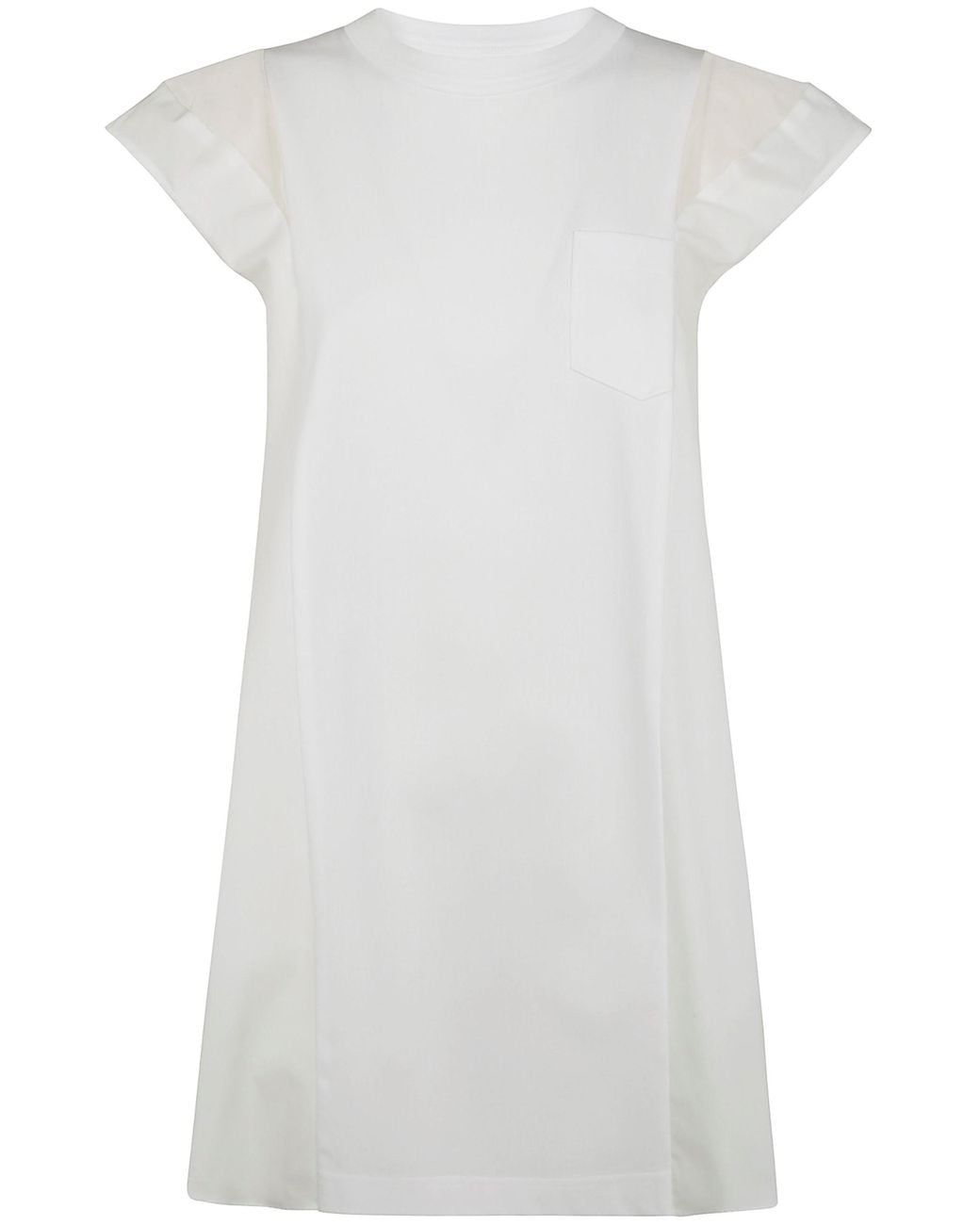 Sacai White Popeline X Cotton Jersey Dress