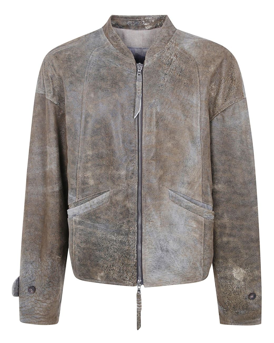 Ziggy Chen Gray Bomber Jacket "Leather Bomber Jacket" for men