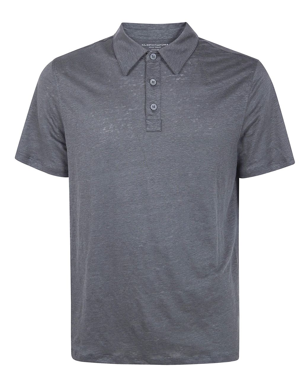Majestic Gray Linen Short Sleeves Polo Shirt for men