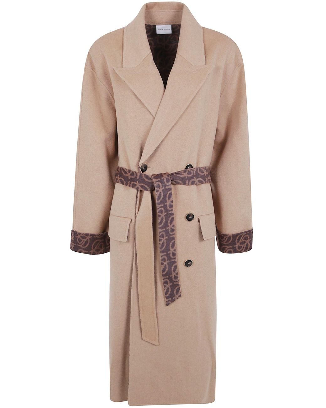 Drole de Monsieur Natural Long Belted Coat "Monogram" for men
