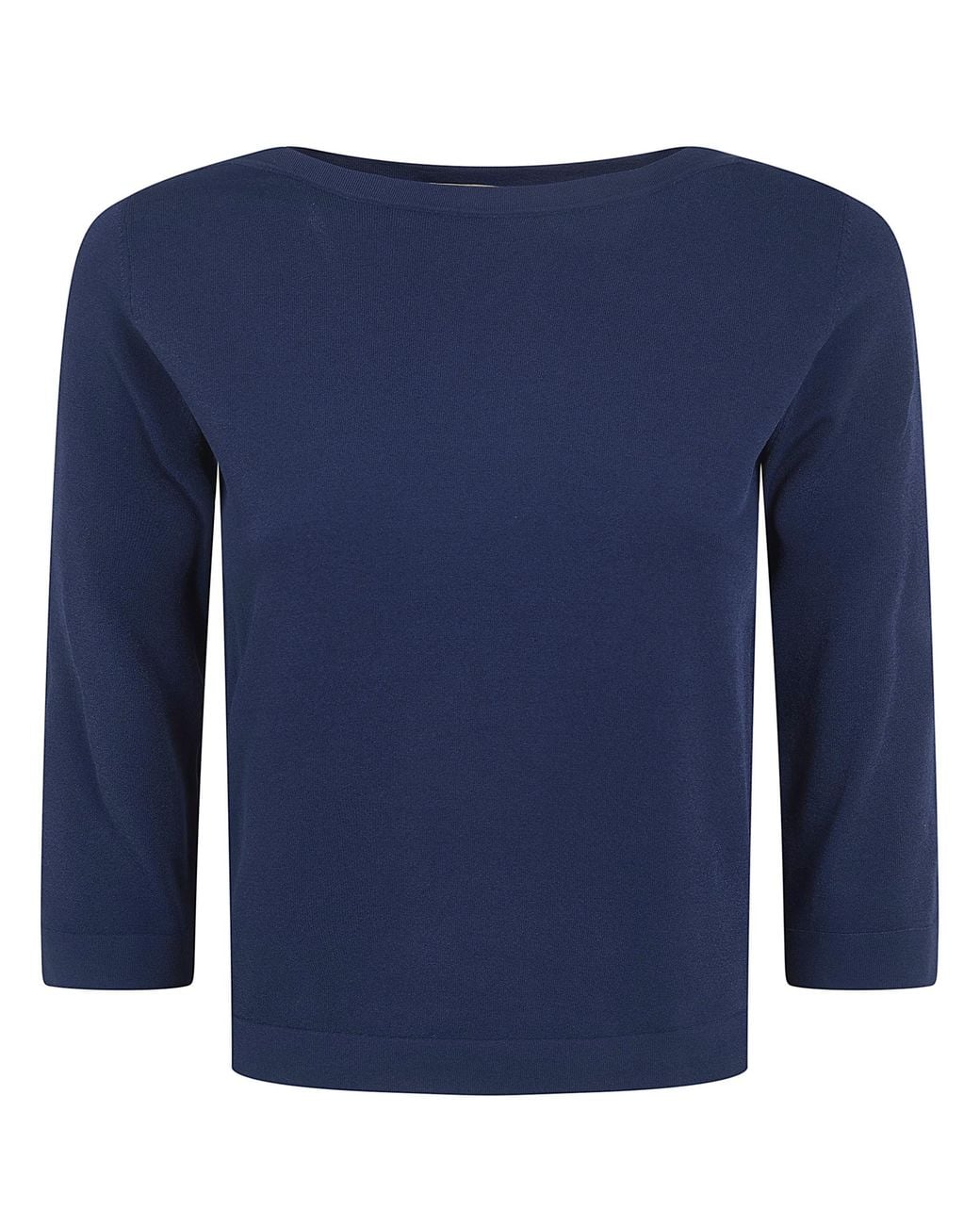 Nuur Blue Boat Neck 3/4 Sleeves Sweater