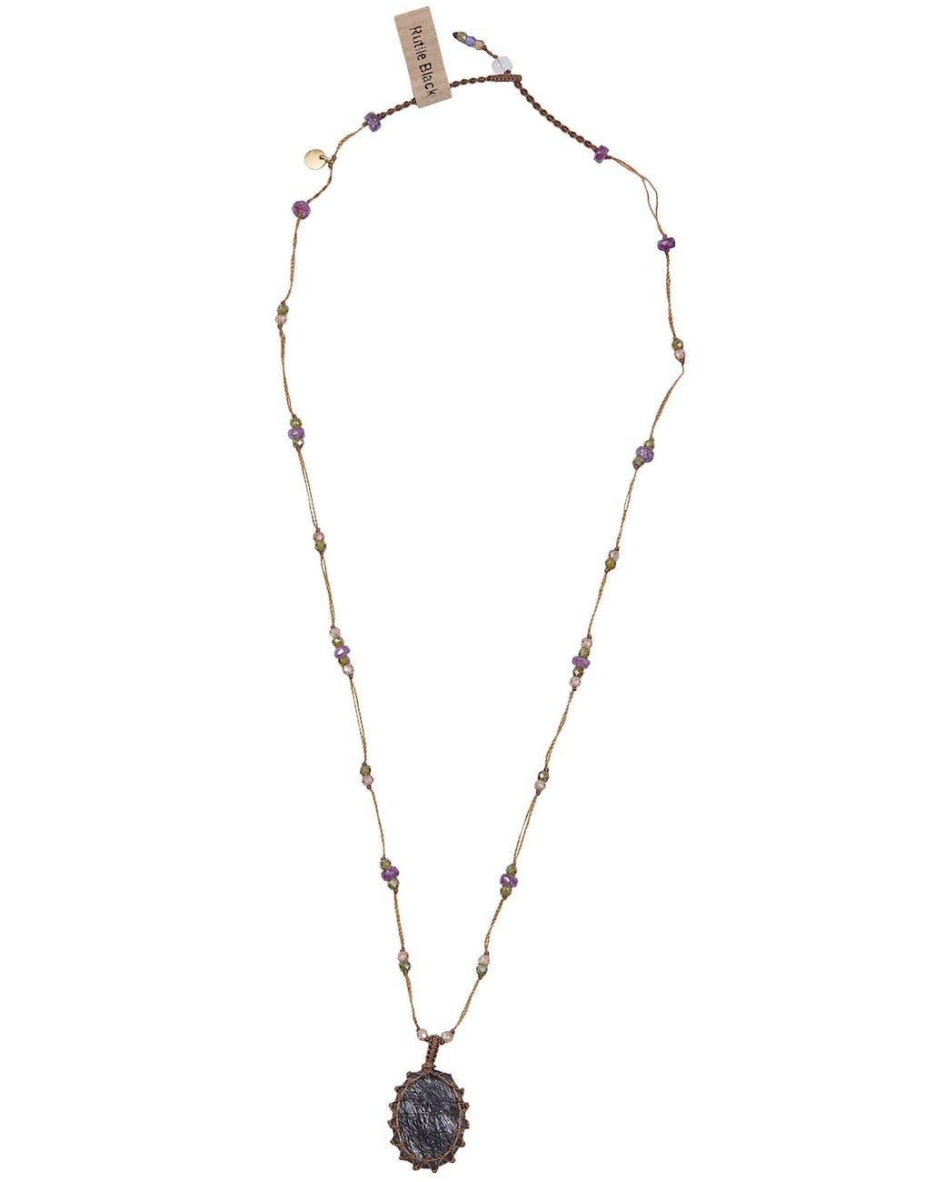 Sharing Black Short "Tibetan Vvv Rutile" Pendant Necklace